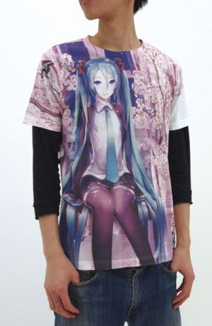 Hatsune Miku Haru Miku Full Graphic T-shirt White (XL Size) [Re-run]