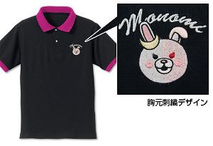Danganronpa 3 - The End Of Kibogamine Academy - Monomi Face Embroidery Polo Shirt Black x Tropical Pink (M Size) [Re-run]
