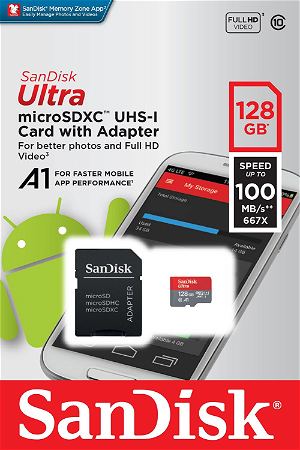 SanDisk Ultra microSDXC 128GB Kit, 100MB/s, UHS-I A1/Class 10