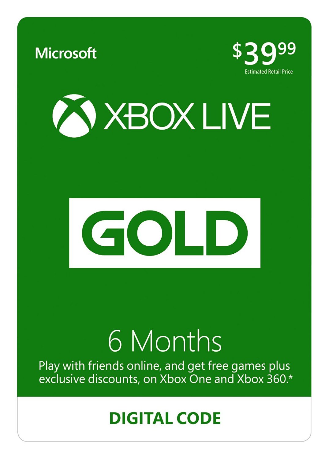 xbox live gold 6 1 month membership global digital