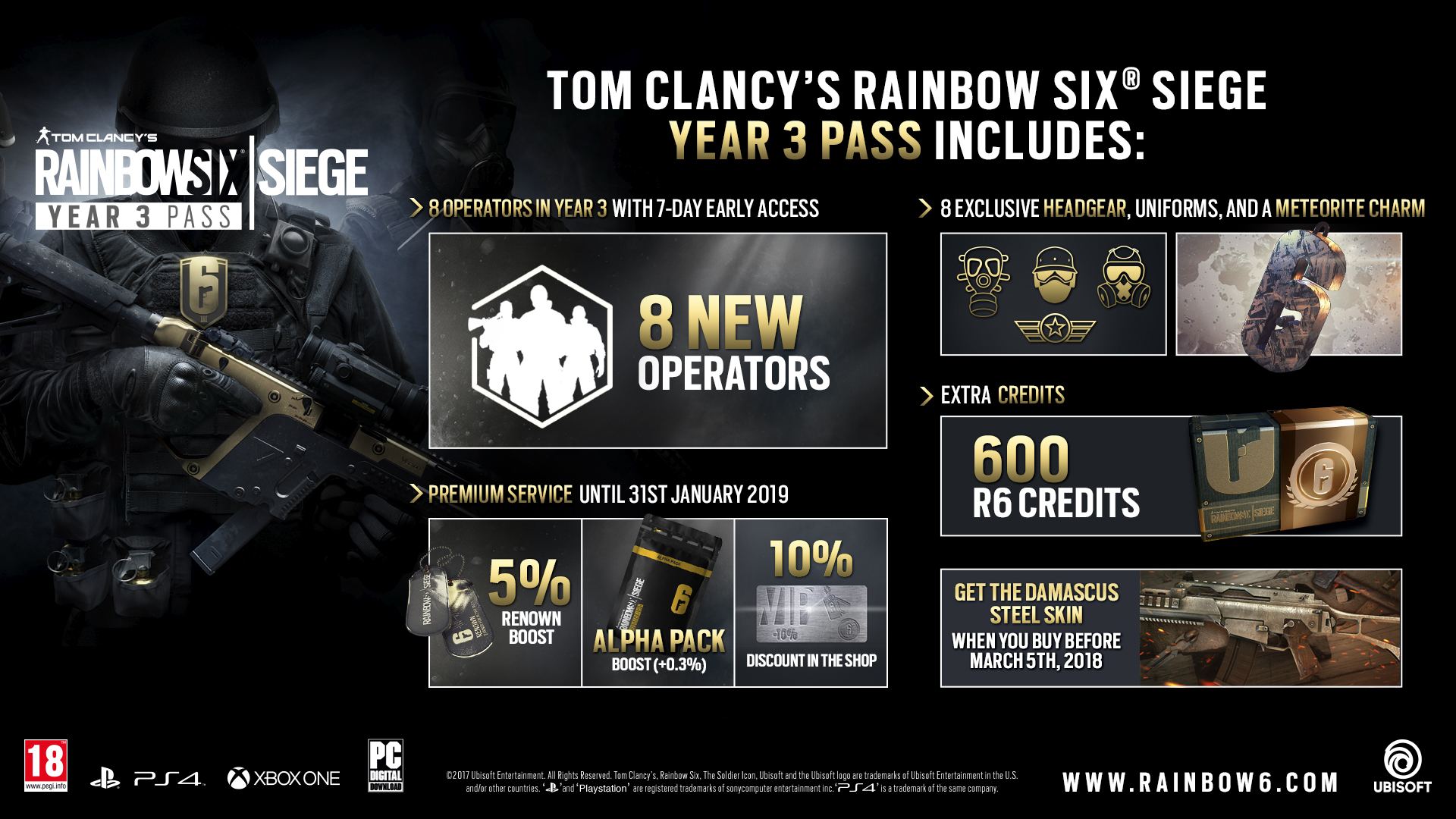 Tom Clancy S Rainbow Six Siege Season Pass Year 3 Dlc Ubisoft Connect Digital