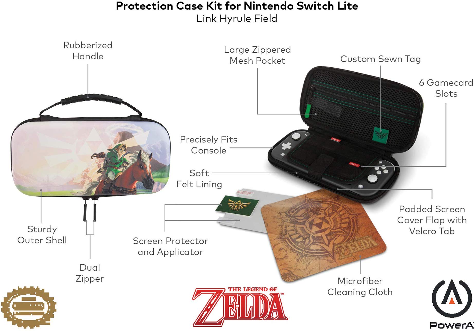 Powera Protection Case Kit For Nintendo Switch Lite The Legend Of Zelda Link Hyrule Field