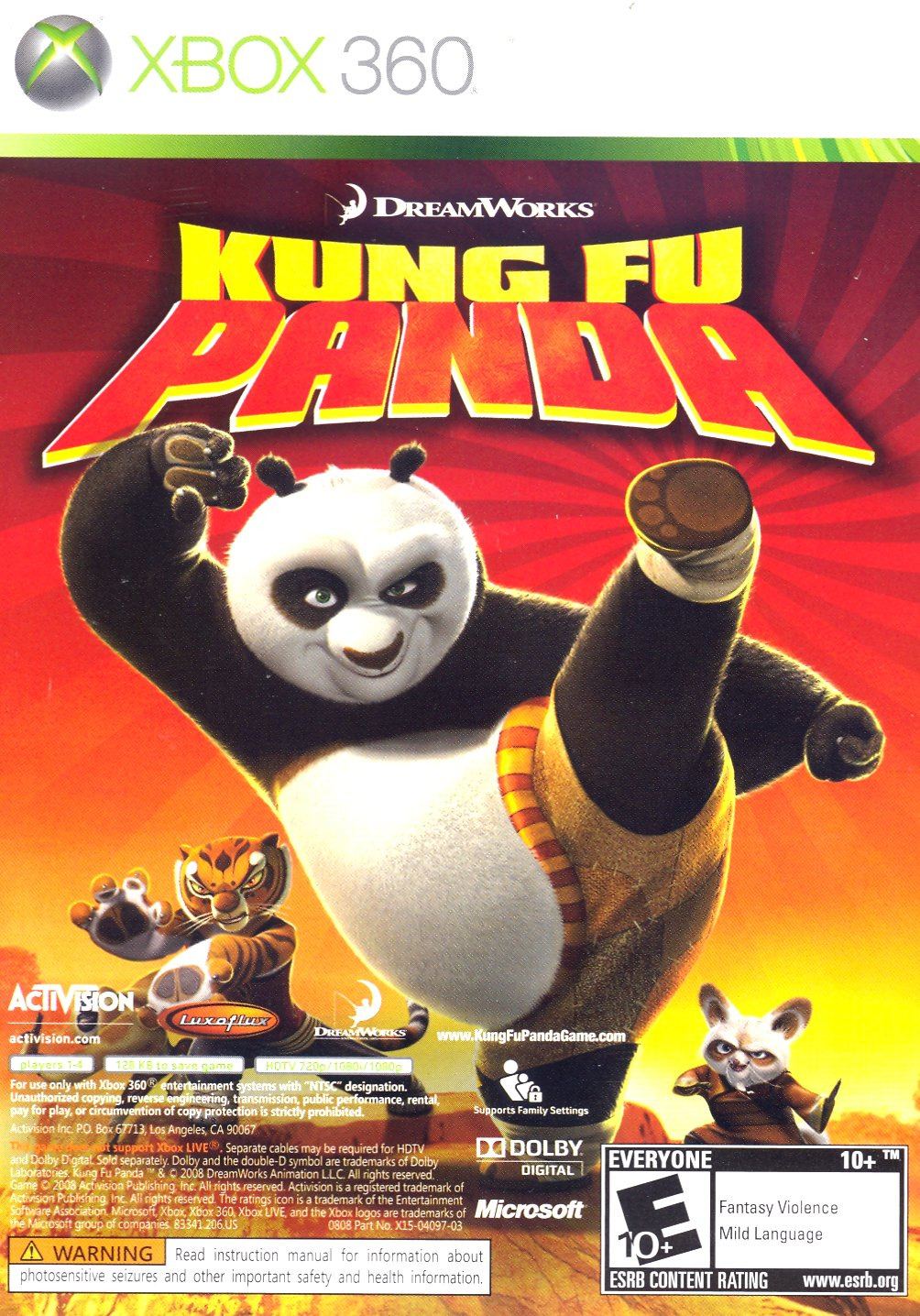 indiana jones kung fu panda xbox 360