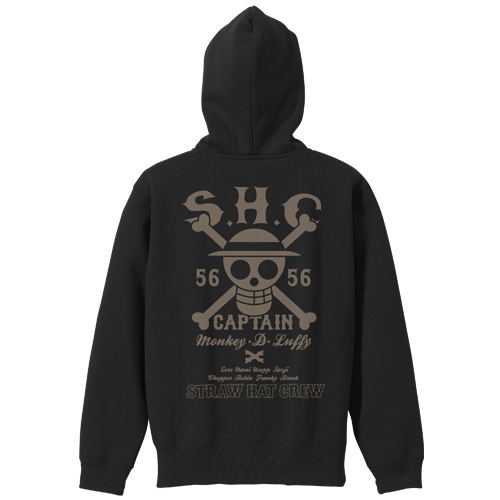 One Piece Straw Hat Crew Zippered Hoodie Black M Size