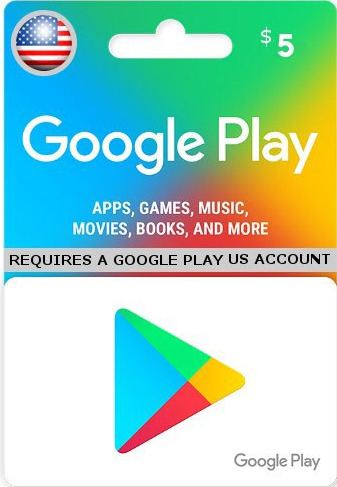 Google Play Usd 5 Gift Card Us Account Digital