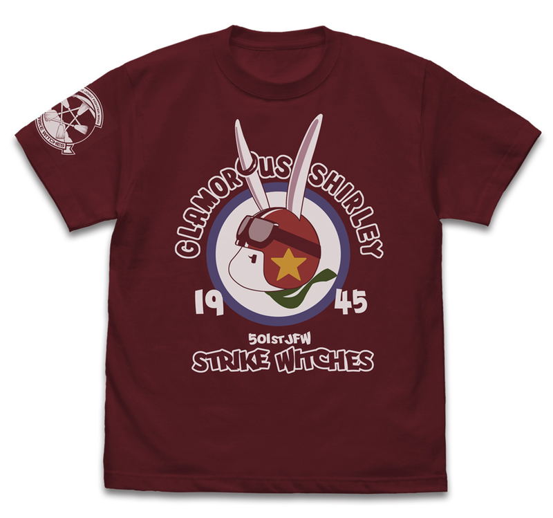 501st Joint Fighter Wing Strike Witches: Road to Berlin Charlotte E. Yeager Personal Mark T-shirt Burgundy (M Size) image 1
