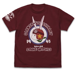 501st Joint Fighter Wing Strike Witches: Road to Berlin Charlotte E. Yeager Personal Mark T-shirt Burgundy (XL Size)_