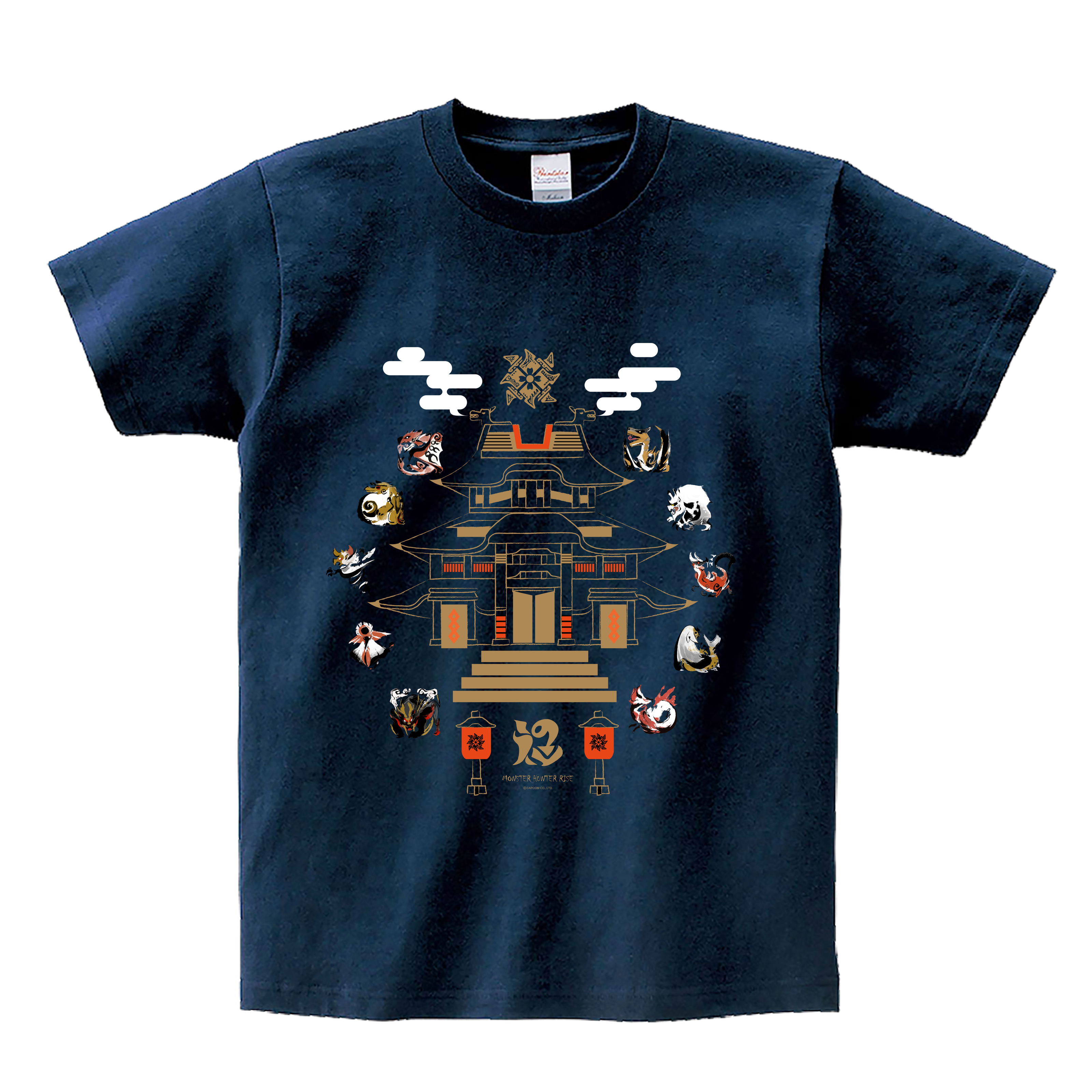 Monster Hunter Rise - Monster Icon T-shirt Navy (S Size)