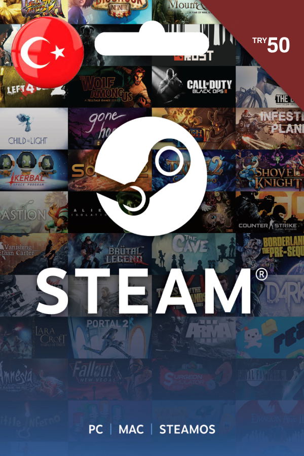 Steam Gift Card (TRY 50 | For Turkey Currency Only) <span class="ext" style="background-color: #2a475e; color: #FFFFFF;">STEAM</span> <span class="ext ext_digital">digital</span> image 1
