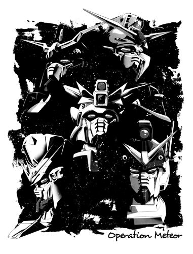 Mobile Suit Gundam Wing - Operation Meteor MS T-shirt White (M Size) image 2