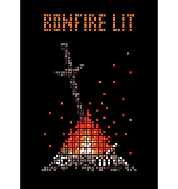Dark Souls Torch Torch T-shirt Collection Encore: 8bit Bonfire 2021 Ver. Charcoal (XL Size) image 4