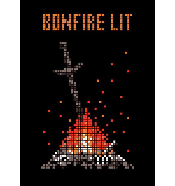 Dark Souls Torch Torch T-shirt Collection Encore: 8bit Bonfire 2021 Ver. Black (L Size) image 4