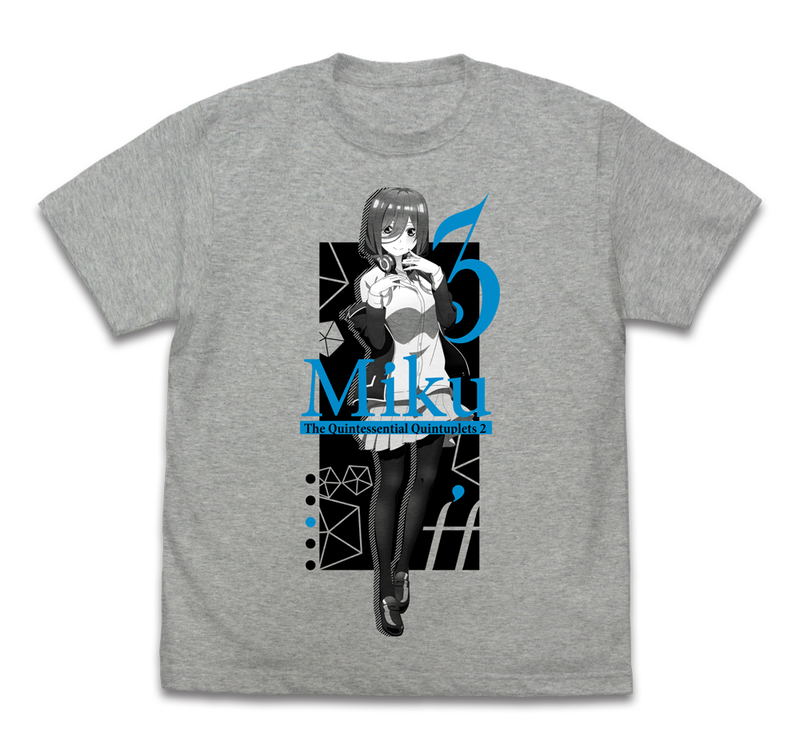 The Quintessential Quintuplets - Miku Nakano T-shirt ∬ Mix Gray (M Size) image 1