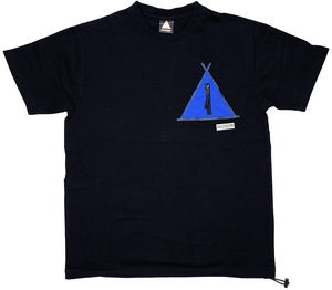 Yurucamp Wilderness Experience Collaboration Tent Pocket T-shirt Black (L Size)_