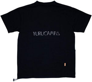 Yurucamp Wilderness Experience Collaboration Tent Pocket T-shirt Black (L Size)_