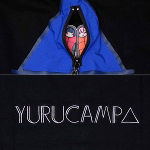 Yurucamp Wilderness Experience Collaboration Tent Pocket T-shirt Black (L Size)_