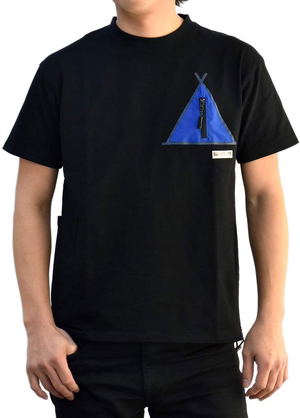 Yurucamp Wilderness Experience Collaboration Tent Pocket T-shirt Black (L Size)_