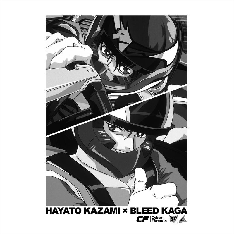 Future GPX Cyber ​​Formula - Hayato Kazami & Bleed Kaga T-shirt White (M Size) image 2