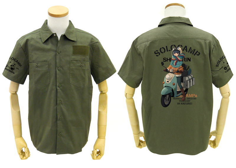 Yurucamp - Shima Rin and Scooter Full Color Work Shirt Moss (L Size) image 2