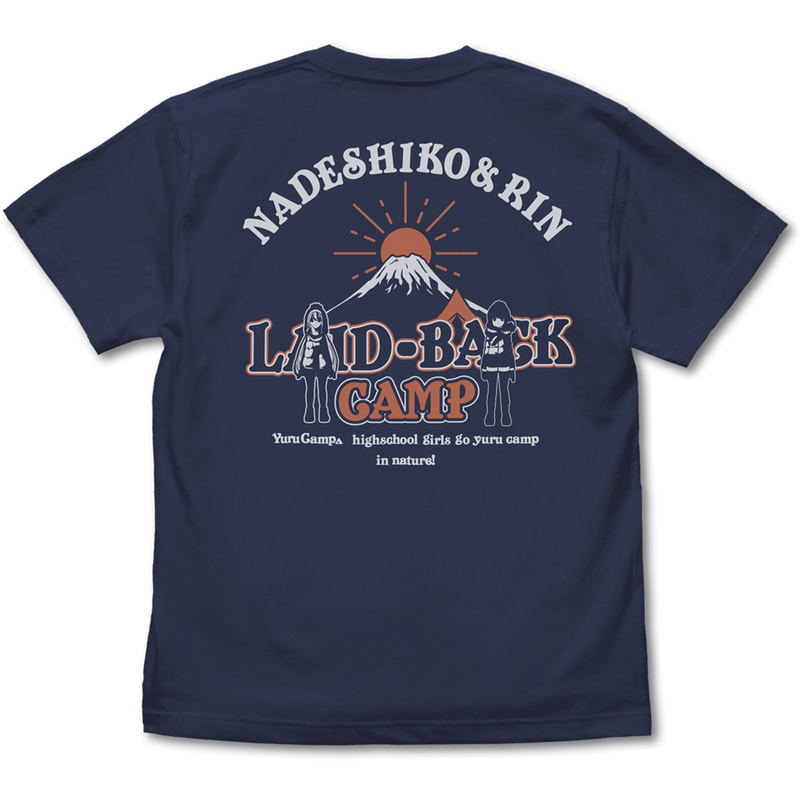 Yurucamp - Mt. Fuji and Nadeshiko & Rin T-shirt Indigo (L Size) image 1