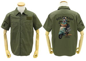 Yurucamp - Shima Rin and Scooter Full Color Work Shirt Moss (XL Size)_