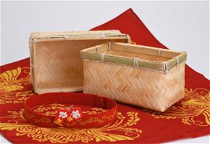 Sakuna: Of Rice And Ruin - Bamboo Wicker Lunch Box And Cloth Wrap Set