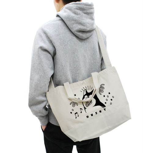 Hamaji - Husky Smile 2way Tote Bag Black And White image 2