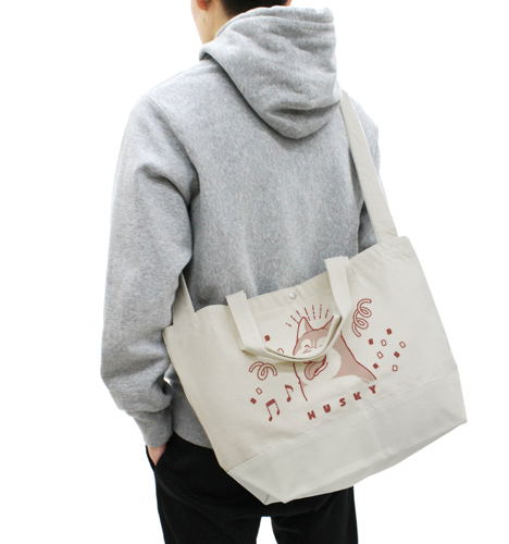 Hamaji - Husky Smile 2way Tote Bag Red And White image 2