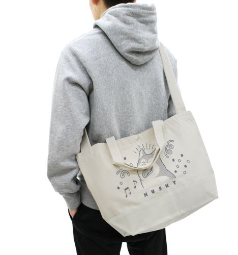 Hamaji - Husky Smile 2way Tote Bag Silver And White image 2