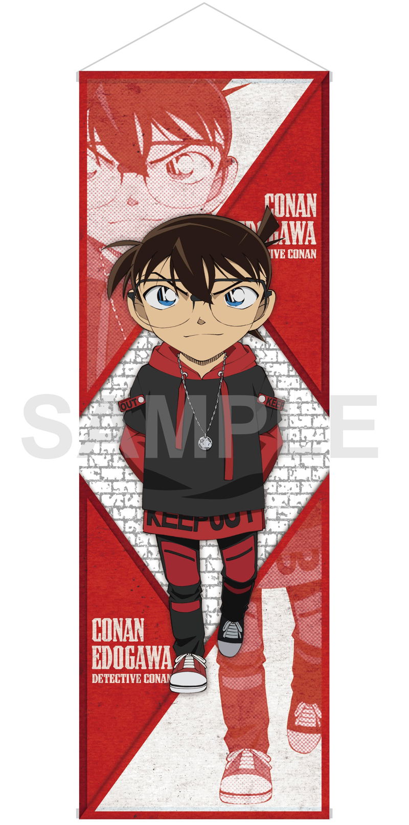 Detective Conan - Edogawa Conan Black Red Version B2 Half Wall Scroll image 1
