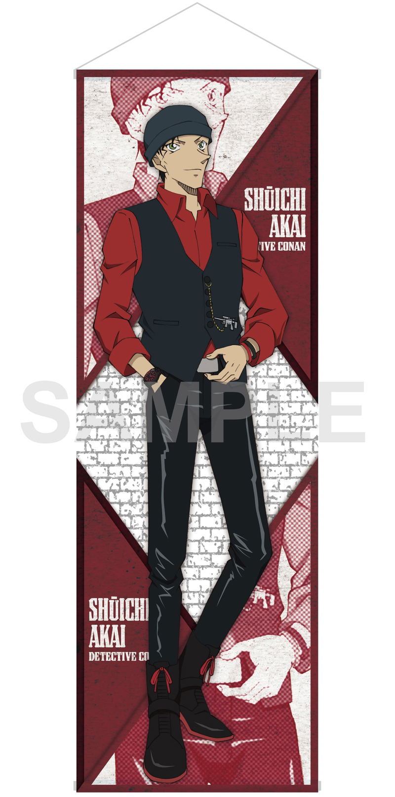 Detective Conan - Shuuichi Akai Black Red Version B2 Half Wall Scroll image 1