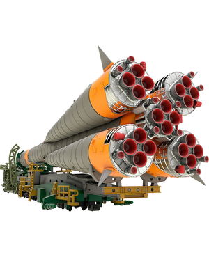 MODEROID 1/150 Scale Plastic Model: Soyuz Rocket & Transport Train (Re-run)_