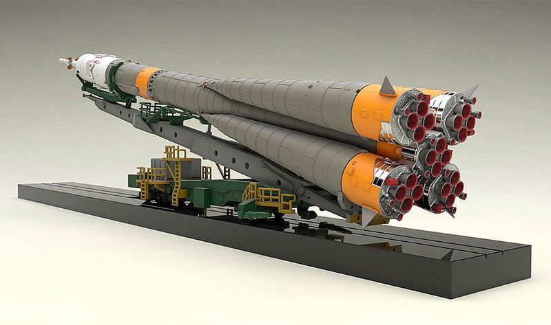 MODEROID 1/150 Scale Plastic Model: Soyuz Rocket & Transport Train (Re-run) image 3