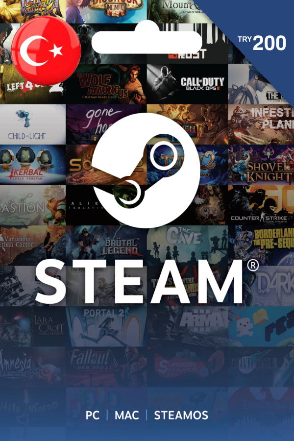 Steam Gift Card (TRY 200 | For Turkey Currency Only) <span class="ext" style="background-color: #2a475e; color: #FFFFFF;">STEAM</span> <span class="ext ext_digital">digital</span> image 1