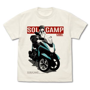 Yuru Camp Rin Shima And 3-wheel Scooter T-shirt Vanilla White (S Size)_