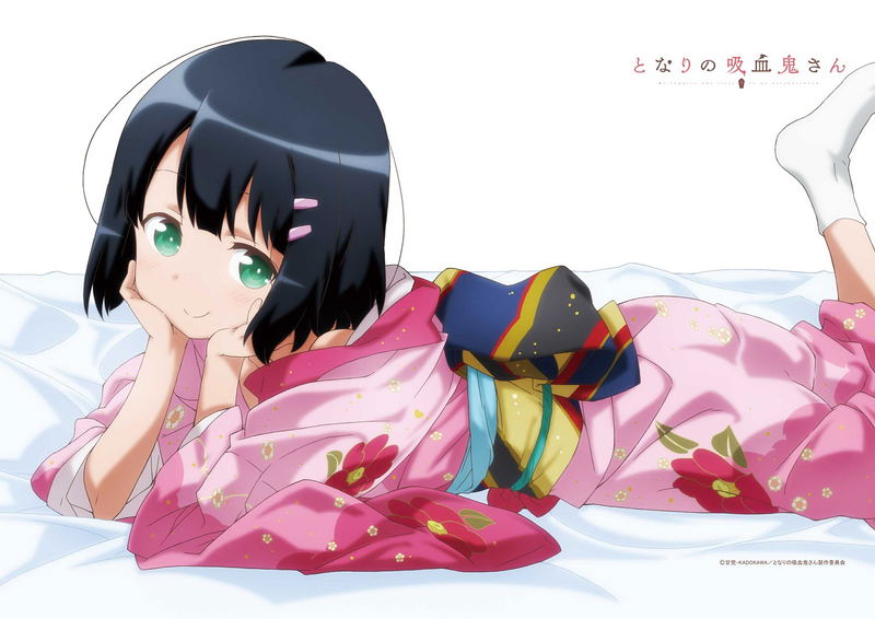Ms. Vampire Who Lives In My Neighborhood Original Illustration B2 Horizontal Tapestry: Akari Kimono image 2