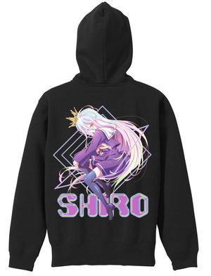 No Game No Life: New Illustration Shiro Brilliant Full Color Zip Hoodie Black (M Size)_