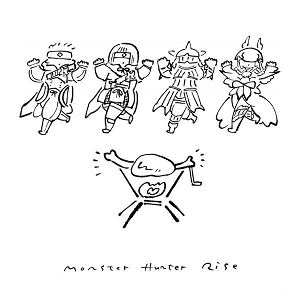 Monster Hunter Rise - Happy Hunter Line Art T-shirt (M Size)