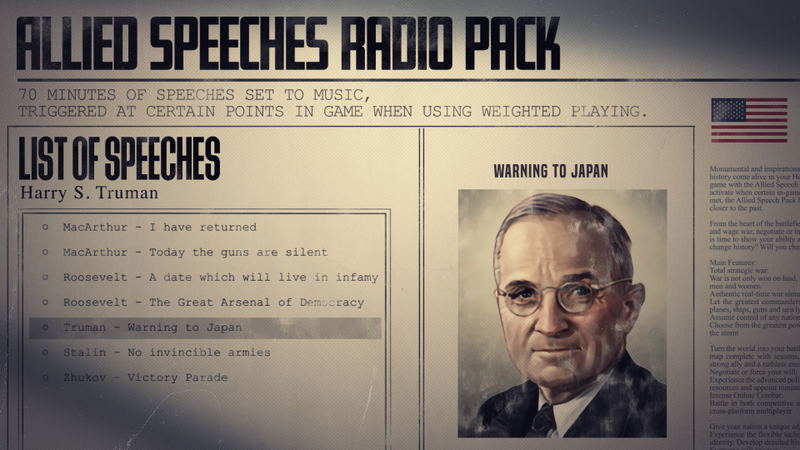 Hearts of Iron IV: Allied Speeches Pack (DLC) <span class="ext" style="background-color: #B0000F; color: #FFFFFF;">DLC</span> <span class="ext" style="background-color: #2a475e; color: #FFFFFF;">STEAM</span> <span class="ext ext_digital">digital</span> image 8