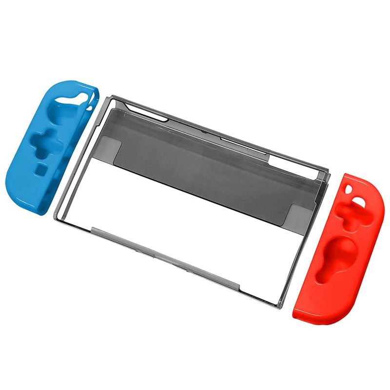 Cyber Gadget Premium Protection Cover Separate for Nintendo Switch OLED Model (Clear Black X Neon) image 1