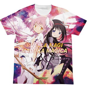 Movie Puella Magi Madoka Magica: First Part - Hajimari No Monogatari / Latter Part - Eien No Monogatari Madoka And Homura Full Graphic T-shirt White (XL Size)_