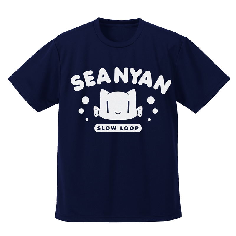 Slow Loop Sea Nyan Dry T-shirt Navy (M Size) image 1