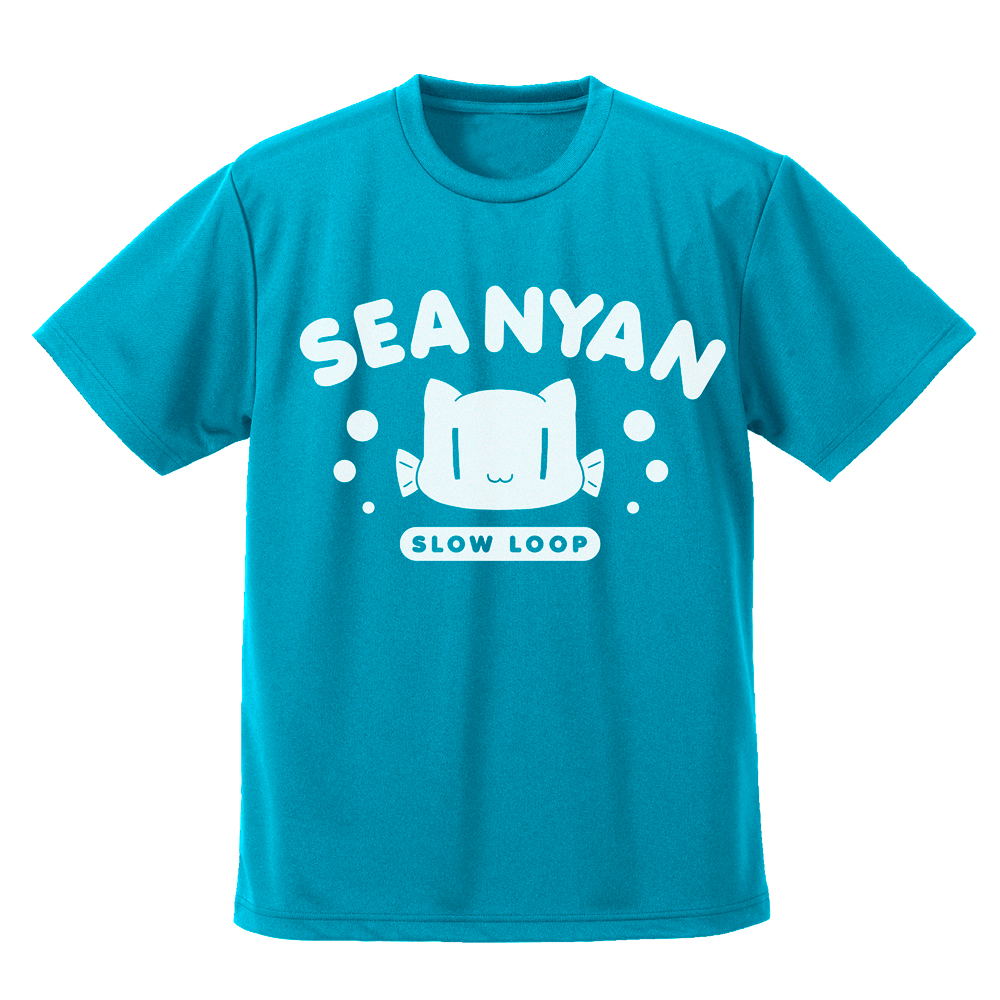 Slow Loop Sea Nyan Dry T-shirt Turquoise Blue (S Size)