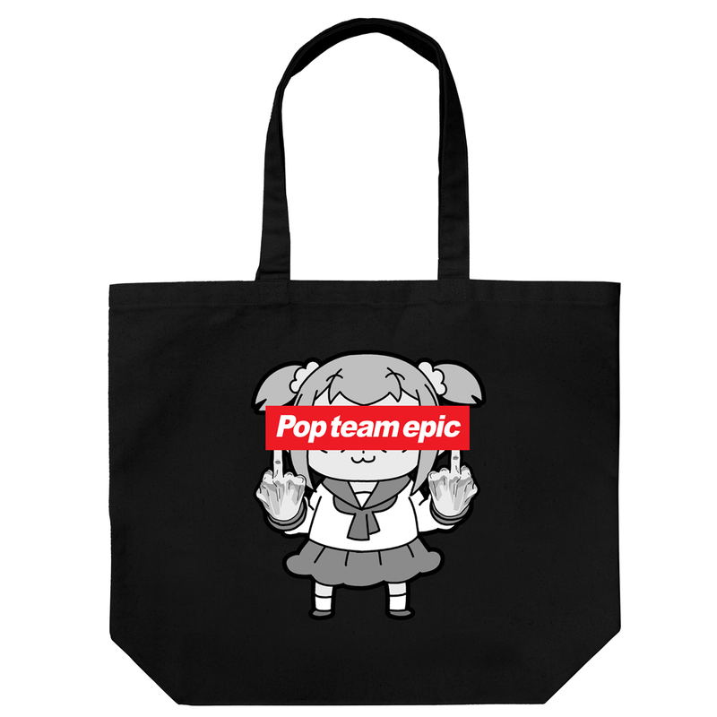Pop Team Epic No Gyoretsu Ga Dekiru Large Tote Bag Black image 1