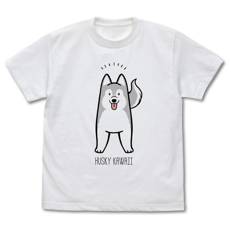 Hamaji - Husky Kawaii T-shirt Silver & White (M Size) image 1