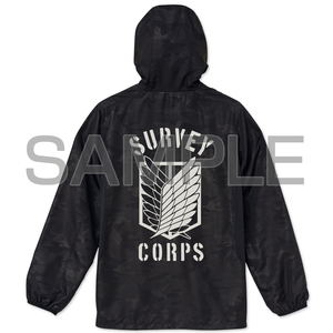 Attack On Titan Survey Corps Micro Ripstop Zip Hoodie Woodland Black (M Size)_