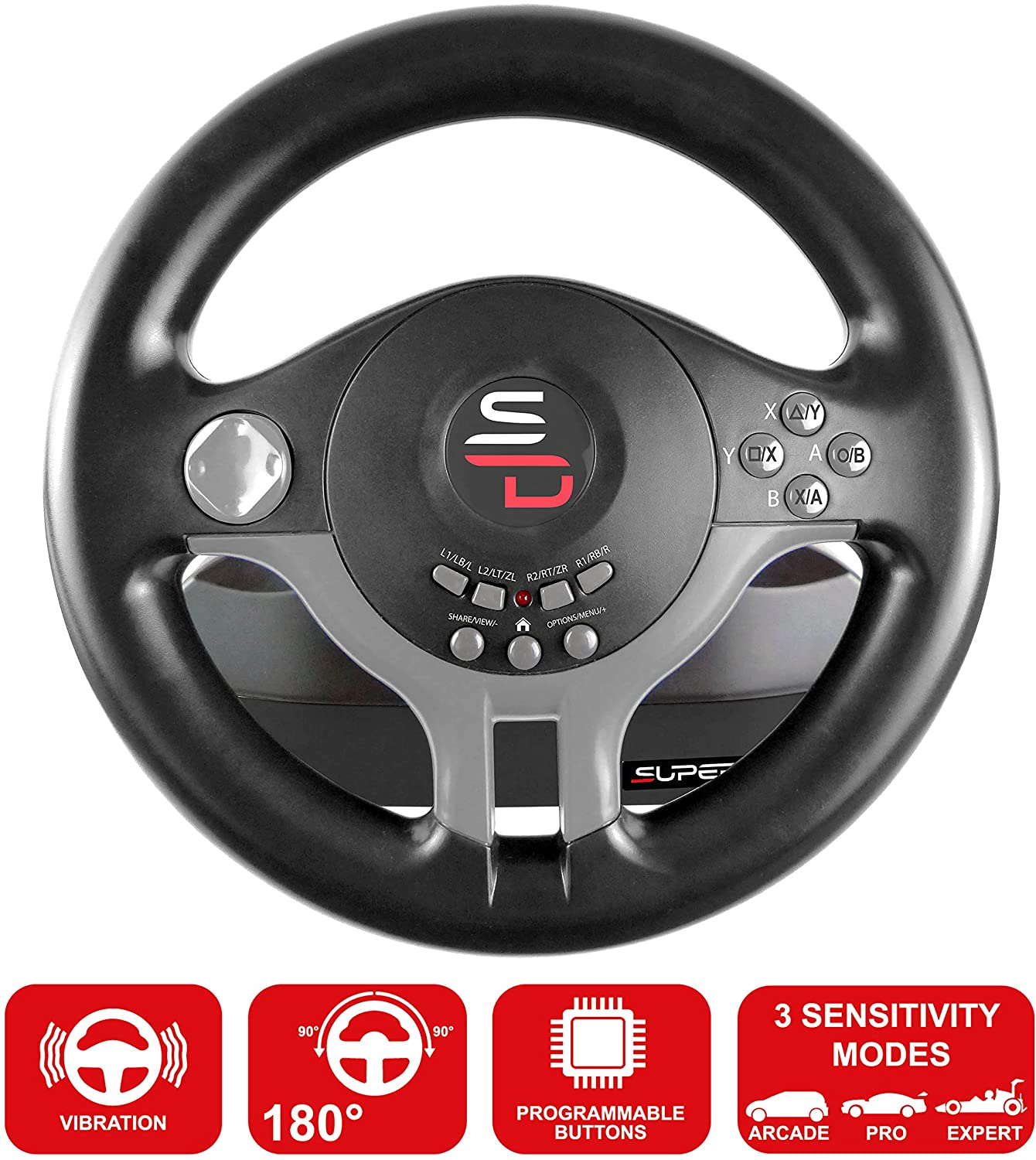 SUPERDRIVE Driving Wheel SV200 For PC, PS3, PS4, XONE, Nintendo Switch