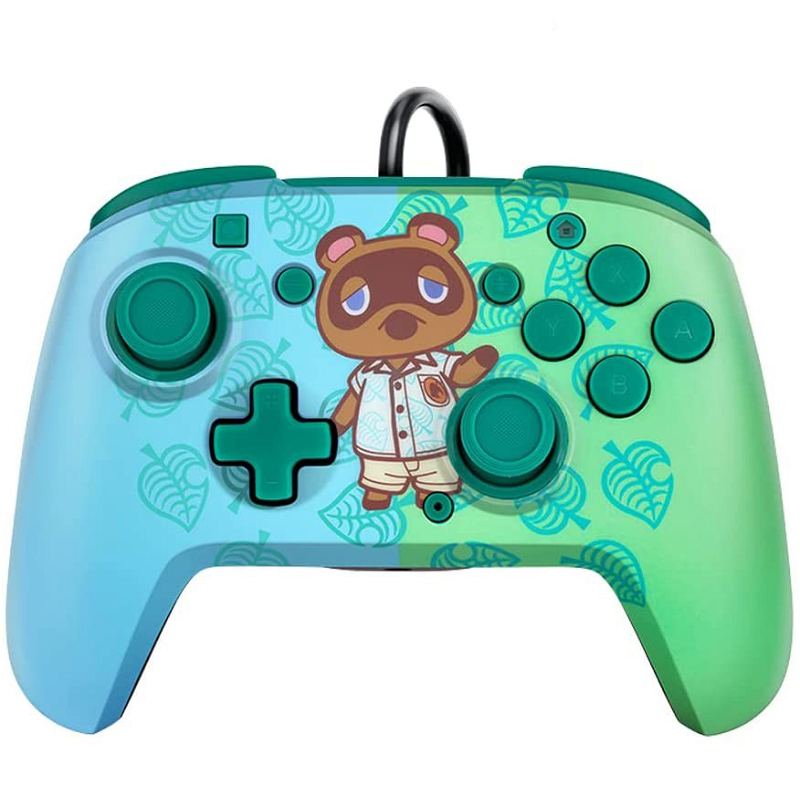 Faceoff Deluxe Wired Pro Controller for Nintendo Switch (Animal Crossing -  Tom Nook) (Blue / Green) for Nintendo Switch