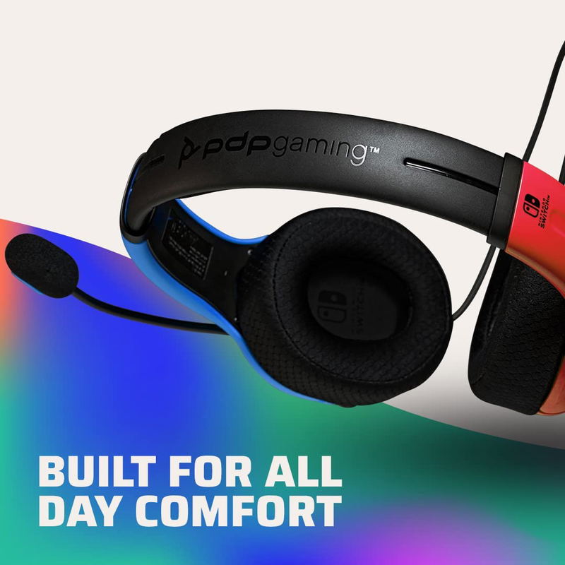 PDP Gaming LVL40 Stereo Headset with Mic for Nintendo Switch (Neon Blue-Red) image 5