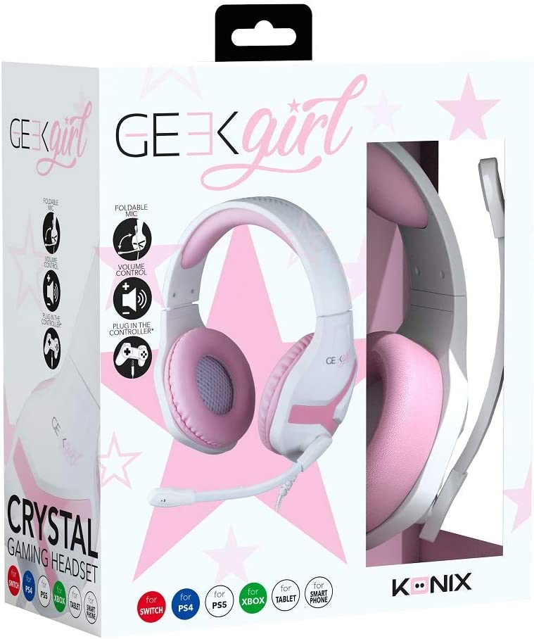 Konix Geek Girl Crystal Gaming Headset for PS4/PS5/Switch/Xbox One image 1